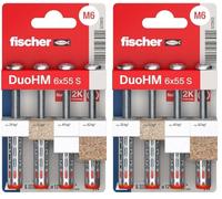 fischer - Cheville Bi-Matière DuoHM 6 x 55 pour Corps Creux, avec Vis à Tête Cylindrique, Empreinte PZ - Blister de 4 (Lot de 2)