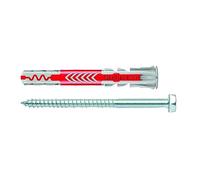 fischer - Cheville bi-matière et multi-matériaux DUOPOWER 10x80 avec vis/Boîte de 10 Gris/Rouge
