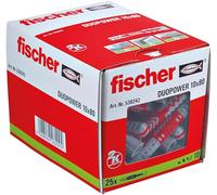fischer - Cheville bi-matière et Multi-matériaux DUOPOWER 10x80 / Boîte de 25 Gris/Rouge