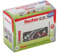 Boîte de 50 chevilles bi-matière FISCHER Duopower PH avec vis