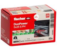 fischer - Cheville bi-matière et multi-matériaux DUOPOWER 5x25 avec vis à tête bombée/Boîte de 50 535462