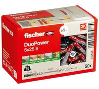 fischer - Cheville bi-matière et multi-matériaux DUOPOWER 5x25 avec vis/Boîte de 50