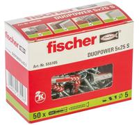 fischer - Cheville bi-matière et multi-matériaux DUOPOWER 5x25 avec vis/Boîte de 50