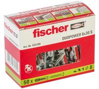 fischer - Cheville bi-matière et multi-matériaux DUOPOWER 6x30 avec vis/Boîte de 50