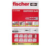 Chevilles bi-matière DuoPower 8X40 boîte de 100 - FISCHER - 555008