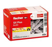 Fischer Cheville nylon à expansion SX Plus 6x30 avec collerette tous matériaux Boîte de 100