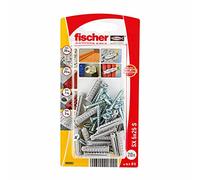 fischer - Cheville nylon SX 5 x 25 S avec vis/Blister de 10 M92915 Gris