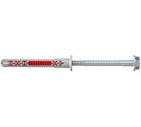 fischer - Cheville rallongée DuoXpand 10x80 avec vis à tête hexagonale en acier électrozingué/Boite de 50 Gris/Rouge