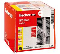fischer - Cheville rallongée en nylon SX Plus 8x65 pour profondeur d'ancrage supérieure, tous matériaux/Boite de 50
