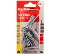 Fischer Chevilles SX Plus 8 x 40 mm Nylon à expansion pour matériaux pleins 10 pièces