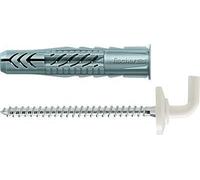 fischer - Cheville tous matériaux UX 8 x 50 WH N avec collerette et crochet droit gainé de nylon blanc/Boite de 25