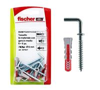 Fischer Chevilles DUOPOWER 6 C/2 K en blister, 6 chevilles Bi Matériel, 6 crochets moyens, 6 x 30 mm, 537631