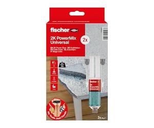 fischer - Colle Forte Translucide Bi-Composants Prête à l'Emploi sans Outils, Pack de 2 Tubes de 25 ml, pour toutes Utilisations Intérieures et Extérieures, Permet de Réparer de Manière Fiable