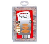 fischer Colles et raccords pratiques - Boîte de rangement avec 85 chevilles plates - Kit pour connexions sûres du bois massif, des matériaux en bois et des matériaux de plaque