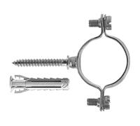 Fischer Collier galvanisé léger CZV pour fixation de tuyaux électriques en acier, plastique et multicouche, serrage 42 mm, comprend cheville SX Plus 6 et vis double M6, 5 pièces, 567644
