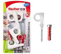 fischer - Crochet EasyHook oeillet avec cheville DuoPower 8x40 pour suspensions et charges élevées/Paquet de 4