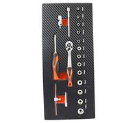 Fischer Darex 810901 Module de Rangement Comprenant Clé à Cliquet 1/4", Douilles et Accessoires, Noir