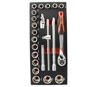 Fischer Darex -Module mousse de 22 outils pour servantes d'atelier composé de douilles 1/2" et accessoires