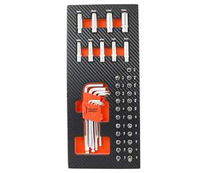 Fischer Darex - Module mousse de 41 outils pour servante d'atelier composé de clés mâles, douilles longues 1/4" et embouts