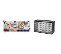 FISCHER DAREX Panneaux Muraux X2 et Accessoires de Rangement X32 810730 Métal & Stanley Organiseur 30 Casiers sur 5 Étages - Ossature Polypropylène Haute Densité - Tiroirs Souples