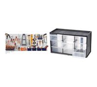 FISCHER DAREX Panneaux Muraux X2 et Accessoires de Rangement X32 810730 Métal & Stanley Superposition Organiseur 9 Compartiments - 3 Étages - Ossature en Polypropylène Résistant - Tiroirs Souples