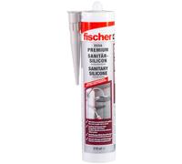 Fischer DSSA BG Silicone sanitaire pour colmatage et joints dans le domaine sanitaire et cuisine Cartouche pour de nombreuses applications et matériaux de construction, 310 ml, beige