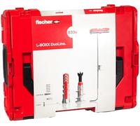 Fischer - DuoLine L-Boxx, boîtes assorties Chevilles DuoPower, DuoTec et DuoBlade, chevilles pour plaques de plâtre, briques, béton, diamètre 6, 8, 10, boîtes rigides et empilables de 833 pièces