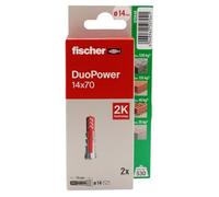 fischer - Duopower 14 x 70-2U, chevilles murales multi-matériaux, pour accrocher des vélos, des cadres, des armoires, des supports de télévision, des étagères, des meubles.