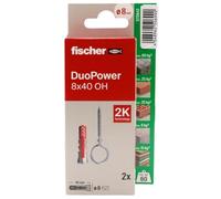fischer - Duopower 8 x 40 avec broche fermée - 2U, chevilles murales multi-matériaux, pour accrocher des vélos, des cadres, des armoires, des supports de télévision, des étagères, des meubles.