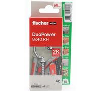 fischer - Duopower 8 x 40 avec broche ouverte - 2U, chevilles murales multi-matériaux, pour accrocher des vélos, des cadres, des armoires, des supports de télévision, des étagères, des meubles.