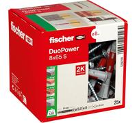 Fischer DuoPower Chevilles Murs & Vis Rouge/Gris Plusieurs Tailles 6x50 8x65
