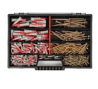 Fischer DuoPower Lot de 280 chevilles avec vis et embouts Torx, XXL, coffret de rangement, tailles 5 x 25, 6 x 30, 8 x 40, 10 x 50 mm