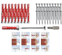 Fischer DUOPOWER Lot de 50 chevilles universelles 2K puissantes, avec vis et embout, pour fixation dans le béton, la brique, la pierre, les plaques de plâtre (6 x 50 mm + vis 4,5 x 70 mm)