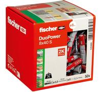 Fischer Duopower Mural Prises & Vis - Rouge/Gris ,Plusieurs Tailles 6x50 - 8x65S
