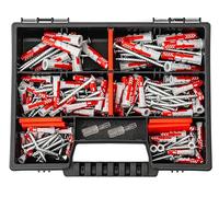 Fischer DuoPower Set de chevilles + vis avec embouts, assortiment de 162 pièces Chevilles de différentes tailles - 25 pièces 5 x 25 mm + 40 pièces 6 x 30 mm + 15 pièces 8 x 40 mm + vis chevilles