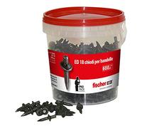 Fischer ED 18 BOX, clous à percussion, 600 pièces, idéal pour fixer des bandeaux et des cachettes, fixation sans préperçage. Le pot comprend 600 clous, 513848