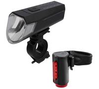 Fischer Bikes Kit d'éclairage de vélo LED – Avant et arrière, rechargeable USB – Noir