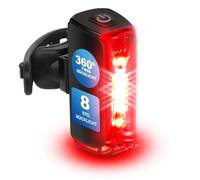 Fischer Feu arrière de vélo LED à Batterie Twin Stop avec éclairage au Sol à 360° pour Plus de visibilité et de Protection, jusqu'à 8 Heures d'autonomie, Rechargeable, Noir