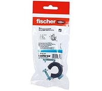 Fischer FGRS Plus 3/8" B Lot de 2 colliers de serrage haut de gamme avec fermeture rapide et insert d'isolation acoustique pour fixer des tuyaux jusqu'à 3/8" Filetage de raccordement M8 - Réf. 49860