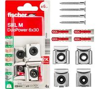 fischer - Fixation miroir SKL M K/Composition : 4 x chevilles Duopower Ø 6, 4 vis Ø 4 x 40, 2 x supports de miroir avec ressort et 2 x supports de miroir sans ressort