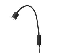 Fischer & Honsel 30498 Justi Spot de lit Flex Noir sable Largeur 6 cm Hauteur 52 cm A 40 cm Avec interrupteur 1 ampoule GU10 LED max. 4 W 3000 K 320 lm Classe d'efficacité énergétique G