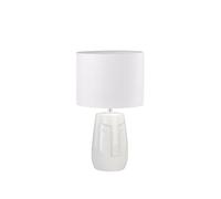 Fischer & Honsel 50715 Lampe de table, face | Beige | Abat-jour en tissu lin blanc | Hauteur : 39,00 cm, diamètre : 22,00 cm | Avec interrupteur à cordon | 1 ampoule E14 max. 25 W sans ampoule