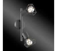 Lampe de lecture Fischer & Honsel A spot de plafond à 2 ran gris mat, grille chrime, spots pivotant, douille e14 fischer honsel 22265