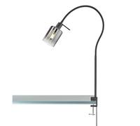 Fischer & Honsel |Lampe à pince Iska|noir sable|verre fumé|B : 8,50 cm, H 65 cm, mur extérieur : 50 cm, interrupteur à corde, 1 x E14 max. 10 W | 30441