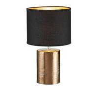 Fischer & Honsel Lampe de table, bronze, bronze antique, abat-jour en tissu, chintz/intérieur doré, hauteur : 35 cm, diamètre : 20 cm, avec interrupteur à cordon, 1 ampoule E14 max. 25 W sans ampoule