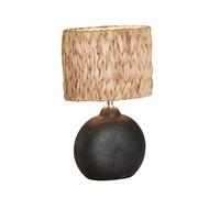 Fischer & Honsel Lampe de table en jacinthe - Noir sable - Jacinthe d'eau naturelle - Longueur : 23 cm - Largeur : 13,50 cm - Hauteur : 38,50 cm - Interrupteur à cordon - 1 ampoule E14 max. 25 W sans