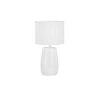 Fischer & Honsel Lampe de table Face | Blanc | Abat-jour en tissu Chintz blanc | Hauteur : 36,50 cm Diamètre : 20,00 cm | Avec interrupteur à cordon | 1 ampoule E14 max. 25 W sans ampoule | 50713