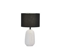Fischer & Honsel Lampe de table Face | Blanc | Abat-jour en tissu Chintz noir | H : 38,50 cm, D : 22,00 cm | avec interrupteur à cordon | 1 ampoule E14 max. 25 W sans ampoule | 50716