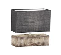 Fischer & Honsel Lampe de table Hauke - Couleur bois - Abat-jour 30 x 13 x 18 cm - Câble de raccordement noir - Abat-jour en tissu gris - L : 30,00 cm, l : 13,00 cm, H : 30,00 cm - Avec interrupteur à