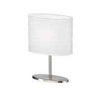 Fischer & Honsel Lampe de table Modena | Nickel mat | Abat-jour en tissu blanc chintz | L : 20 cm, l : 10 cm, H : 27 cm | Avec interrupteur à cordon | 1 ampoule E14 max. 25 W sans ampoule